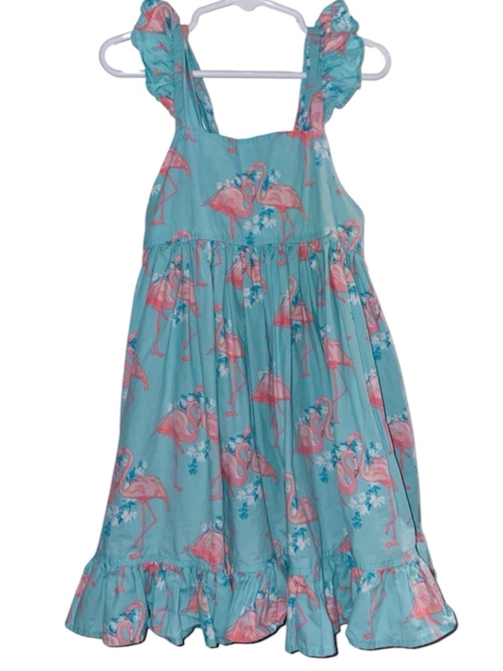 Eleanor Rose Girls Flamingo Print Boutique Sundress Tropical Ruffle Dress Sz 8